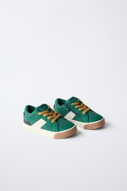 ZARA КРОССОВКИ SKATE, ЗЕЛЕНЫЙ