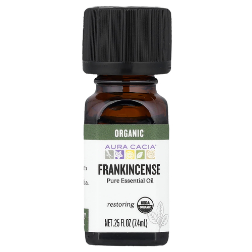 Aura Cacia, чистое эфирное масло, органический ладан, 7,4 мл (0,25 жидк. унции)