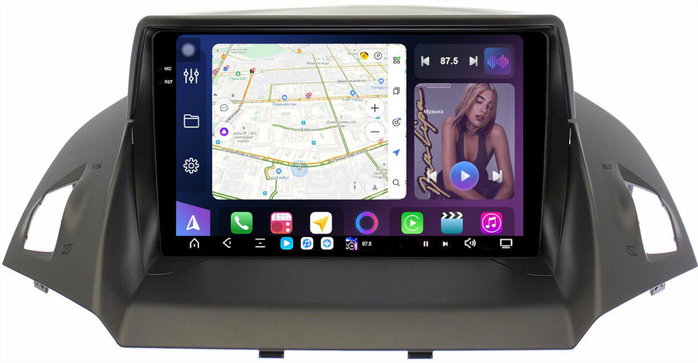 Магнитола для Ford Kuga 2 2012-2019 (без SYNC) - FarCar XXL362M монитор 9.5" 2K QLED на Android 14, TS20, 8+256Гб, CarPlay, 4G SIM-слот