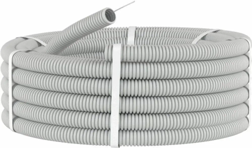 Труба гофрированная ПВХ гибкая легкая d16мм с протяжкой сер. (уп.100м) DKC 91916