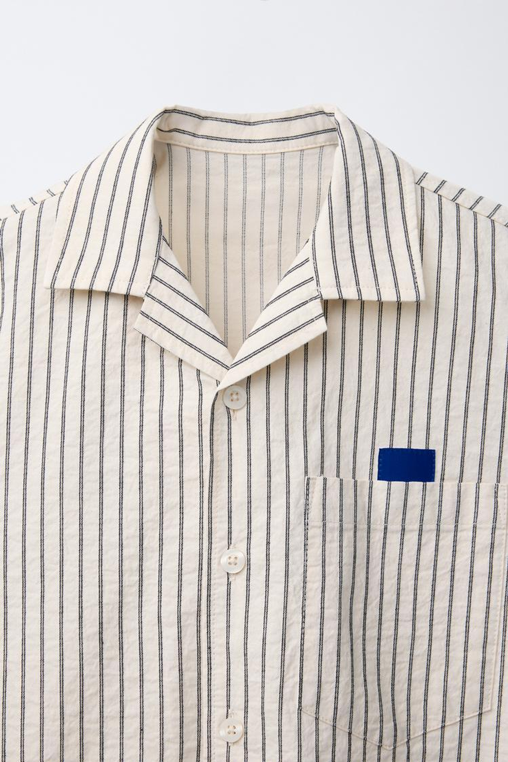 ZARA РУБАШКА В ПОЛОСКУ ИЗ РЕЛЬЕФНОЙ ТКАНИ, ЭКРЮ