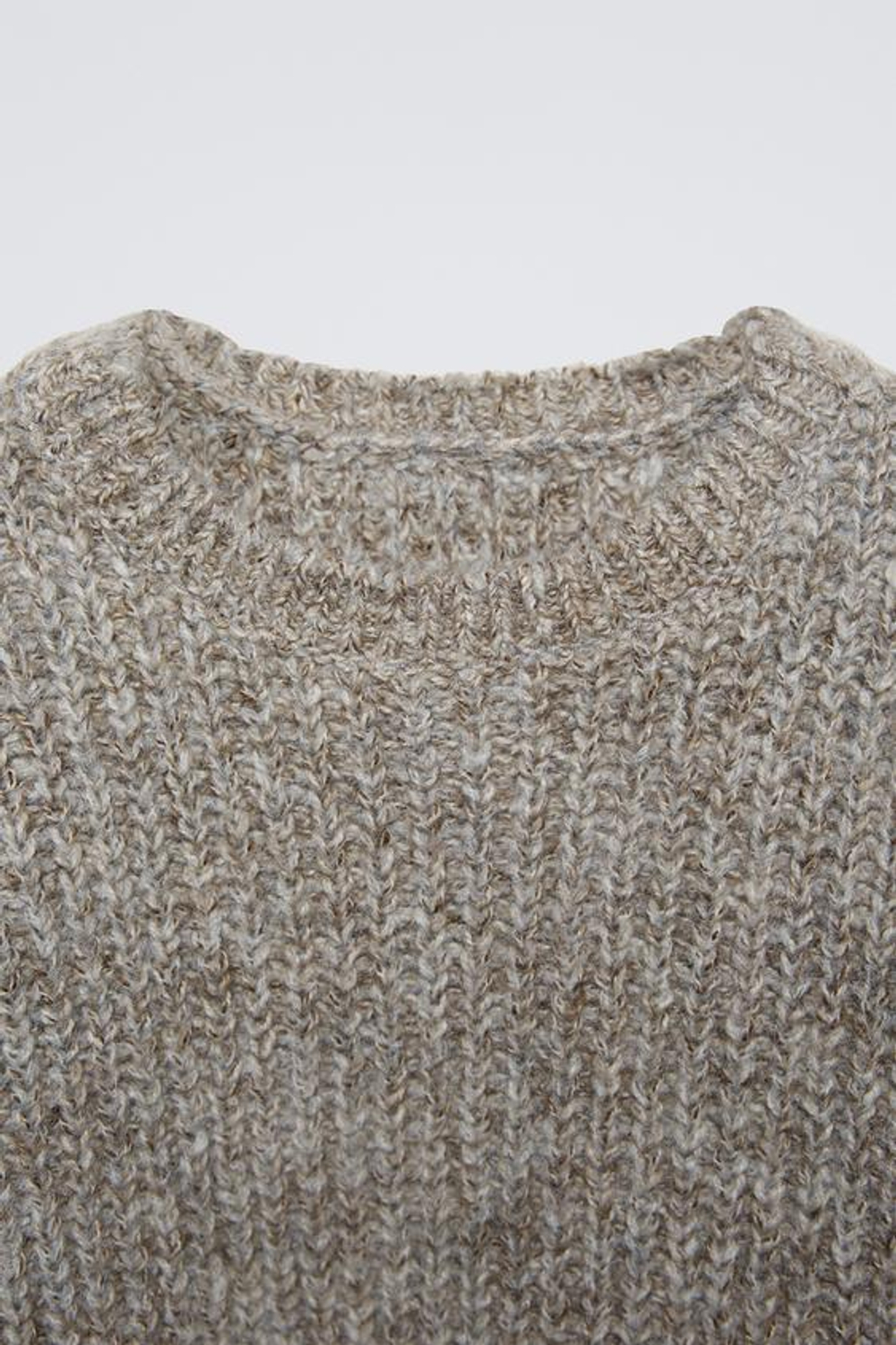 ZARA СВИТЕР ИЗ СМЕСОВОГО ТРИКОТАЖА, СВЕТЛО-БЕЖЕВЫЙ