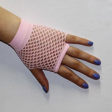 Перчатки в сеточку короткие (розовые) (004)