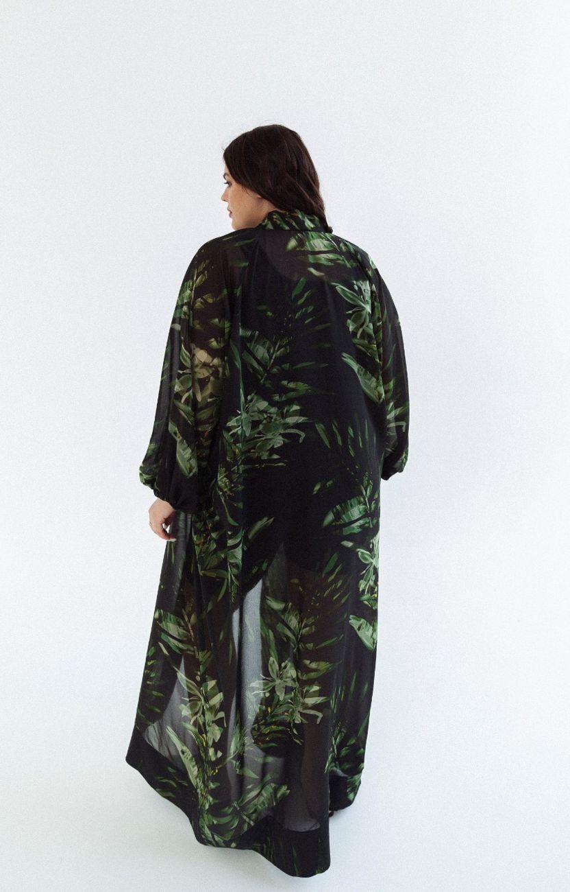 Платье-кимоно, тропический принт