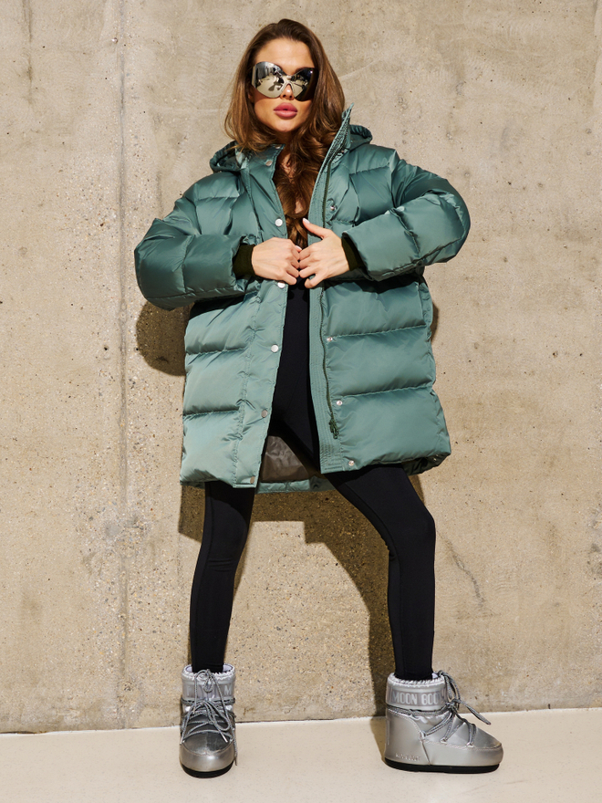 🫒 Пуховик объёмный средней длины "OLIVE" 🫒