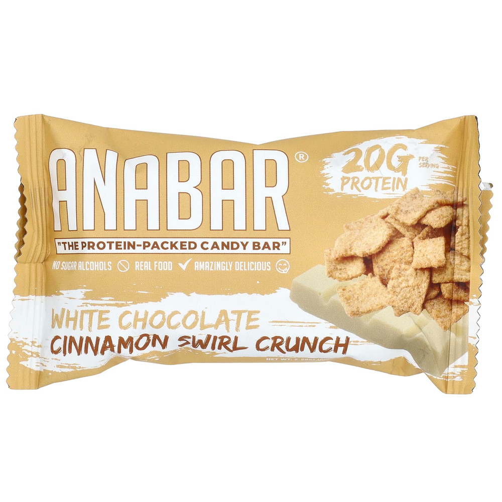 The Anabar, The Protein-Packed Candy Bar®, Хрустящие батончики с белым шоколадом и корицей, 12 батончиков по 65 г (2,29 унции)