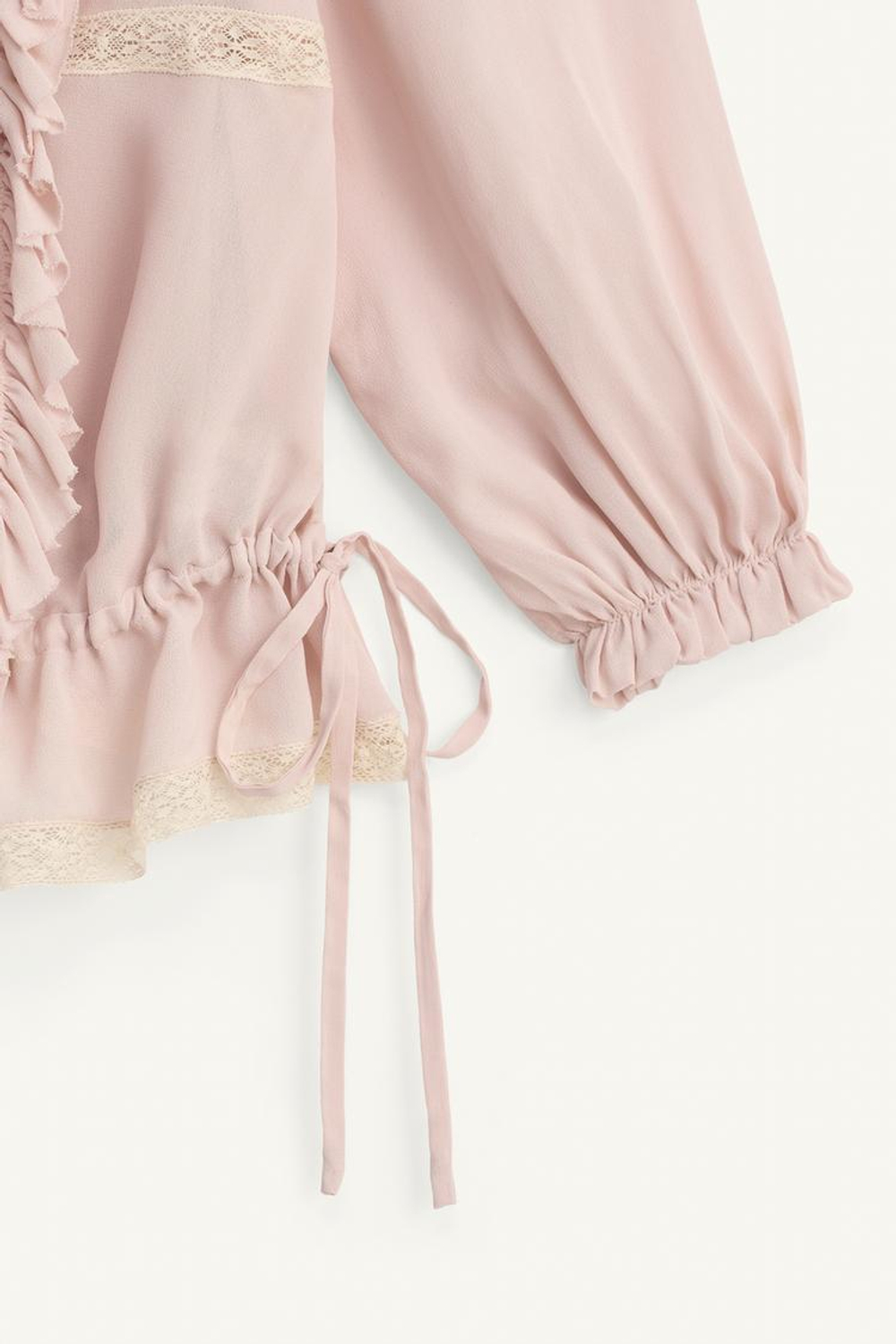 ZARA БЛУЗА С КРУЖЕВОМ - LIMITED EDITION, ПУДРОВО-РОЗОВЫЙ