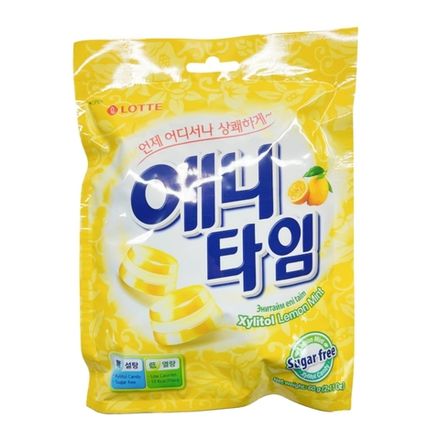 Леденцы Lotte Anytime Лимон и мята без сахара 60 г