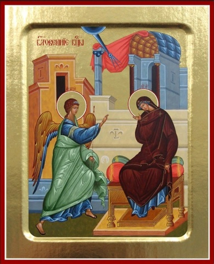 Икона Пресвятой Богородицы, Благовещения на дереве: 125 х 160 (Синопсисъ)
