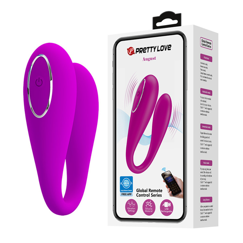 Лиловый вибратор для двоих с управлением через приложение Pretty Love Vibrator August BI-014582HP