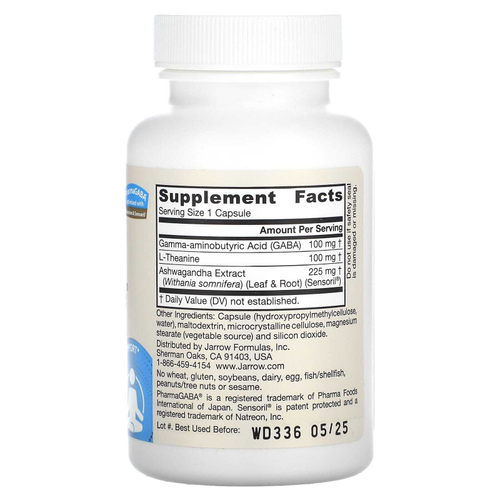 Jarrow Formulas, GABA Soothe, 30 растительных капсул