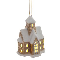 GAEM Фигурка декоративная подвесная "Домик" (подсветка, 2xLR44), L8 W5,5 H10,5 см, 2в.