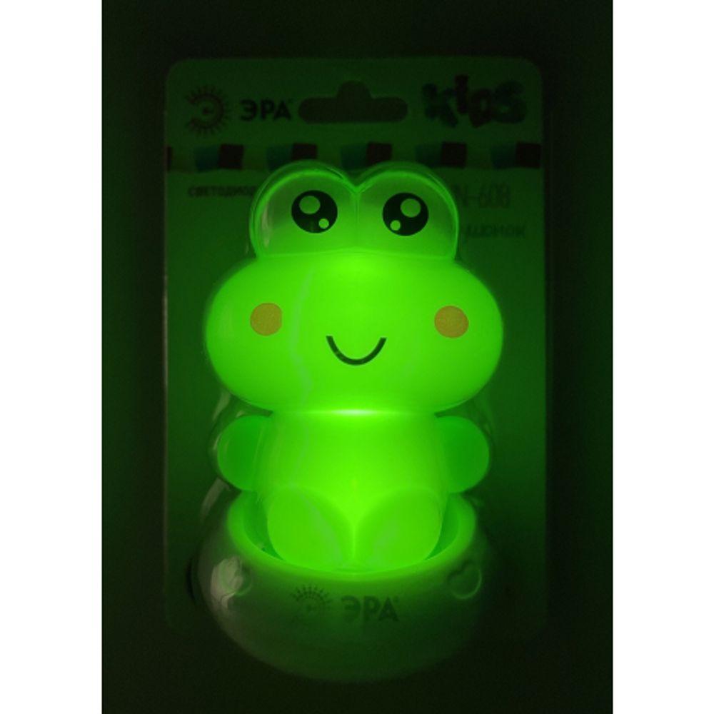 Ночник - светильник светодиодный ЭРА NN-608-SW-GR в розетку с выключателем зеленый