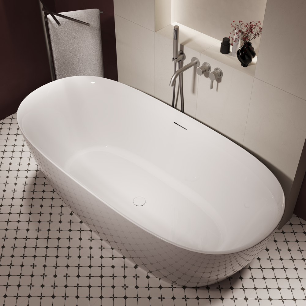 Ванна акриловая Vincea VBT-708-1700, 1700*800*585, цвет белый, щелевой перелив, слив белый