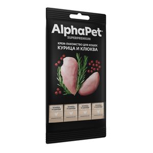 Крем-лакомство для кошек AlphaPet Superpremium с курицей и клюквой