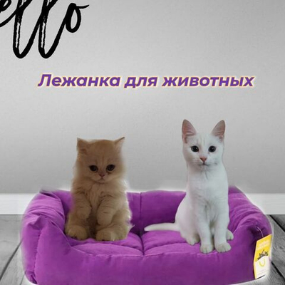 Моськи-Авоськи Лежанка "Бархат" прямоугольная пухлая с подушкой, 53х39х14 см, цвет фиолетовый