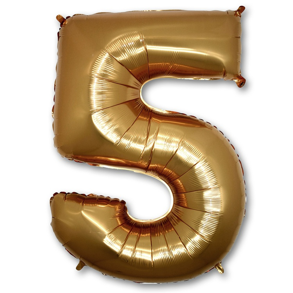 Шар фольгированный Цифра 5 101 см (Золотой)