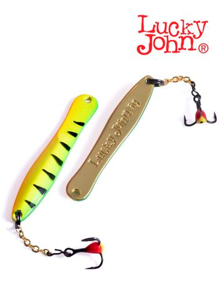 Блесна вертикальная зимняя Lucky John WALLE с цепочкой и тройником  50мм TIGER блистер