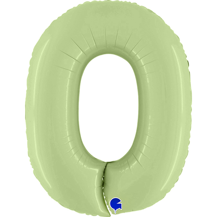 Шар (40''/102 см) Цифра, 0, Оливковый, Сатин, 1 шт. в уп.