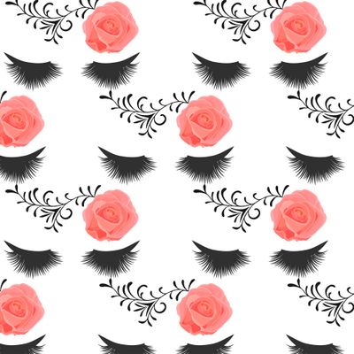 Seamless pattern Black thick eyelashes and arrow, rose.