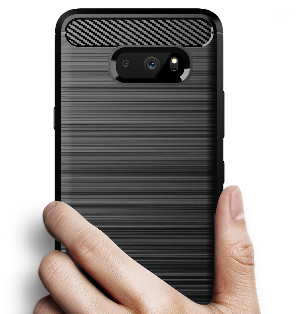 Чехол для LG V50S (G8X) цвет Black (черный), серия Carbon от Caseport