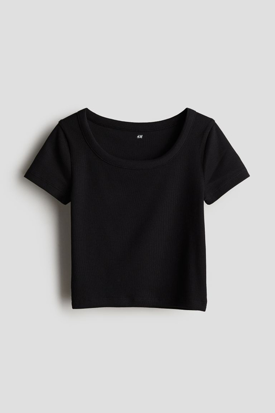 H&M Топ в рубчик, черный