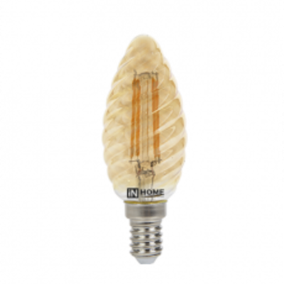 Лампа светодиодная LED-СВЕЧА ВИТАЯ-deco 7Вт 230В Е14 3000К ТЕПЛЫЙ золотистая 630Лм IN HOME