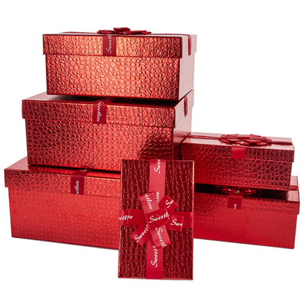 Коробка «Кожа крокодила» красного цвета, металлик