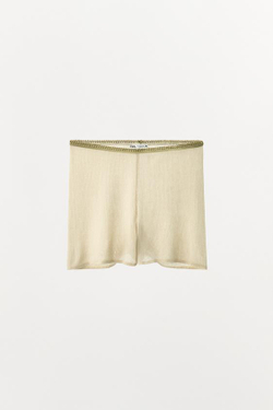 ZARA КОМБИНИРОВАННЫЕ ТРИКОТАЖНЫЕ ШОРТЫ, ЗОЛОТИСТЫЙ