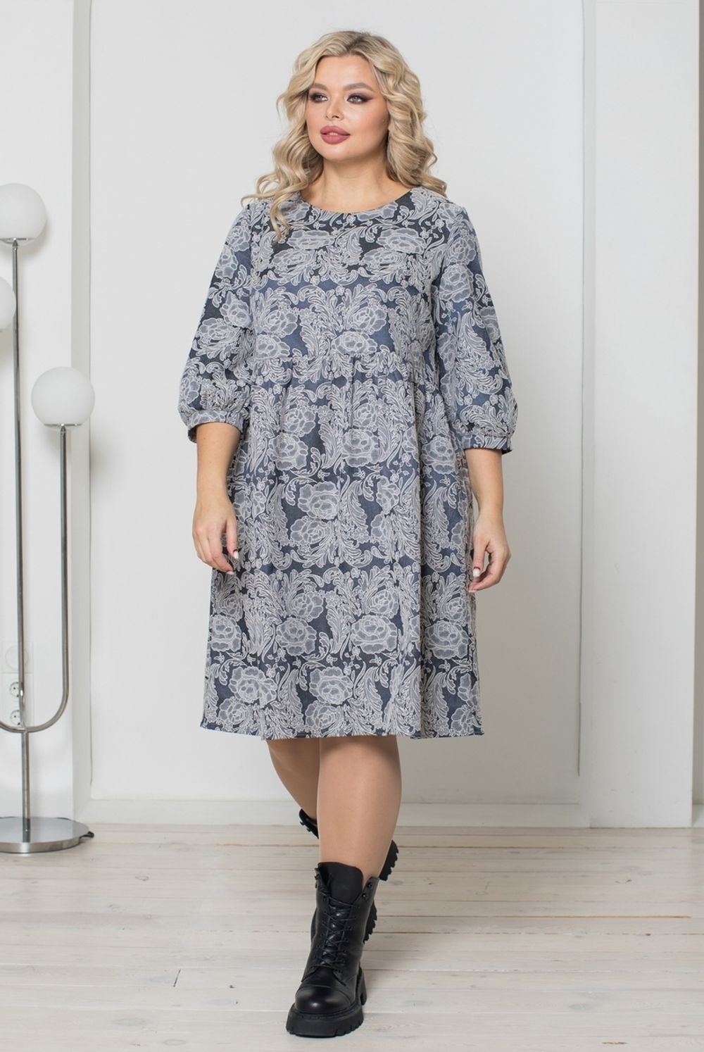 Платье 1297 цветы на джинсовом Novita (Акция)