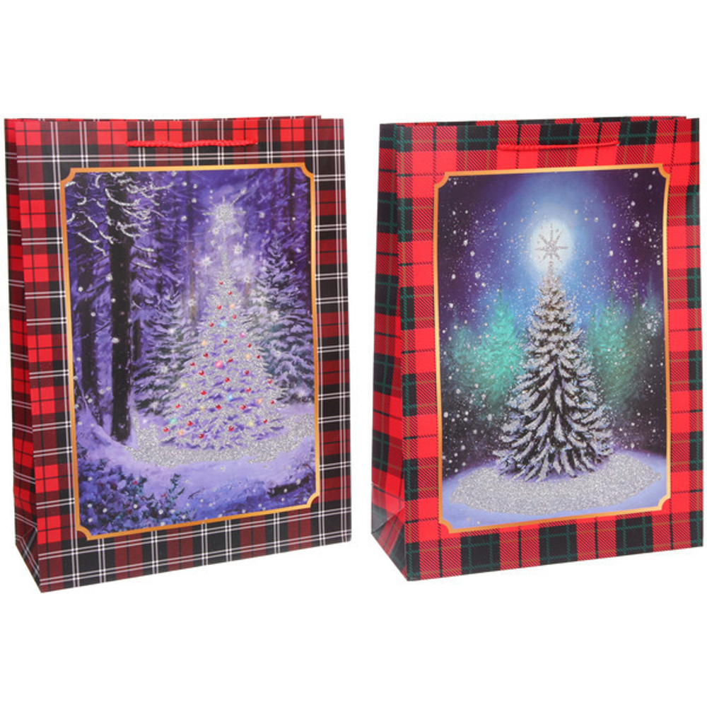 Пакет подарочный «Искристая ёлочка» 31*42*12 см, микс