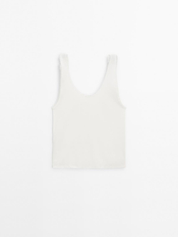 Massimo Dutti Топ из смесового хлопа, натуральный, кремовый