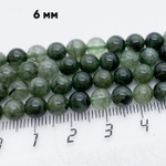 Бусины Кварц с тремолитом, диаметр 6,1-6,3 мм, цена за 16 шт (1/4 нити)