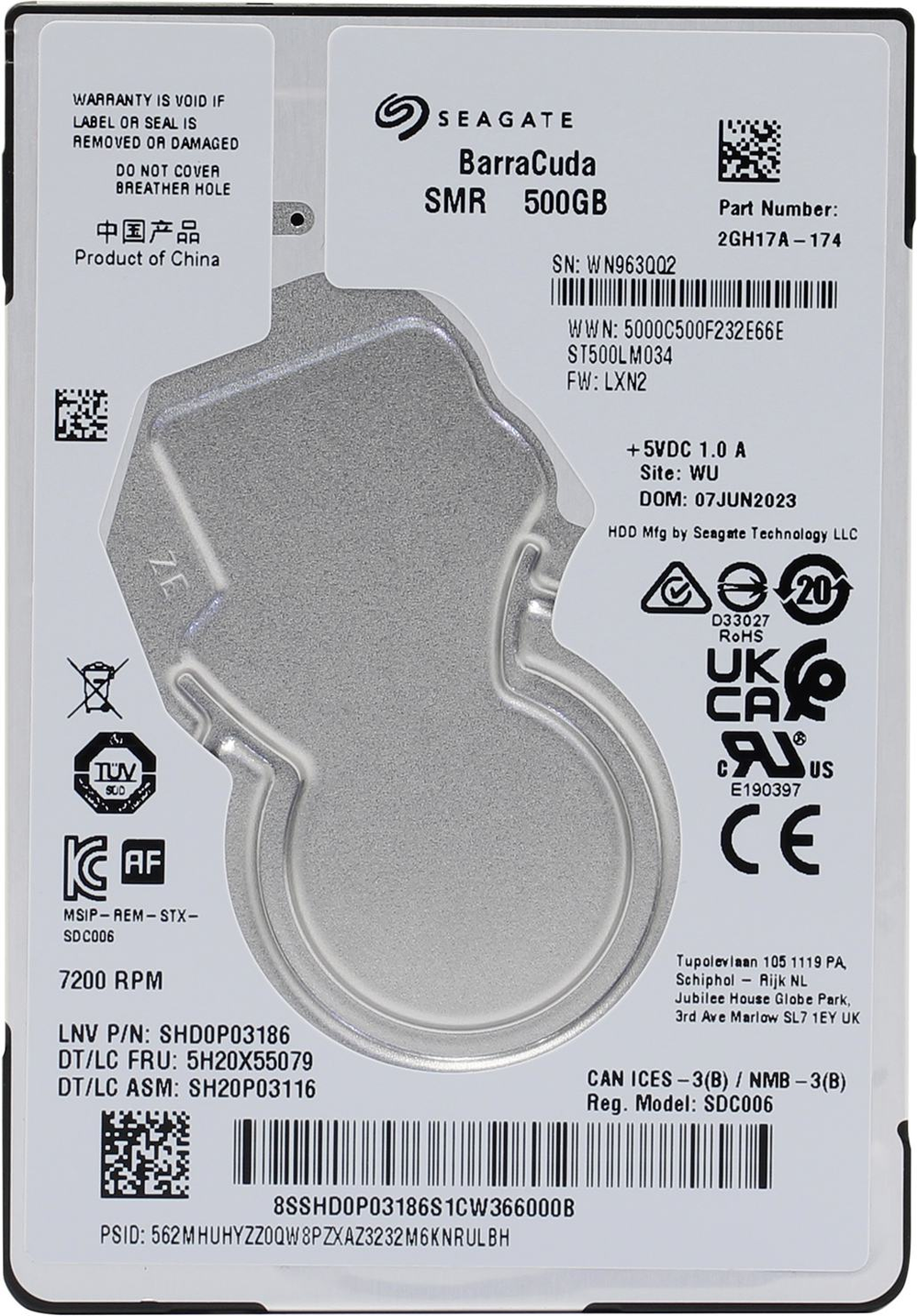 Жёсткий диск HDD 500 Gb SATA 6Gb/s Seagate Barracuda Pro ST500LM034 2.5" 7200rpm 128Mb