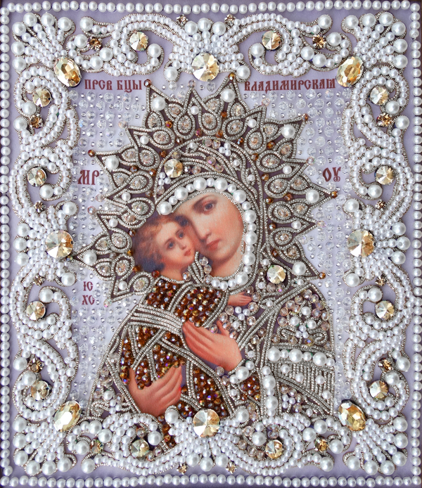 ЖС-1-СШ Набор для вышивания хрустальными камнями Богородица Владимирская (шампань)