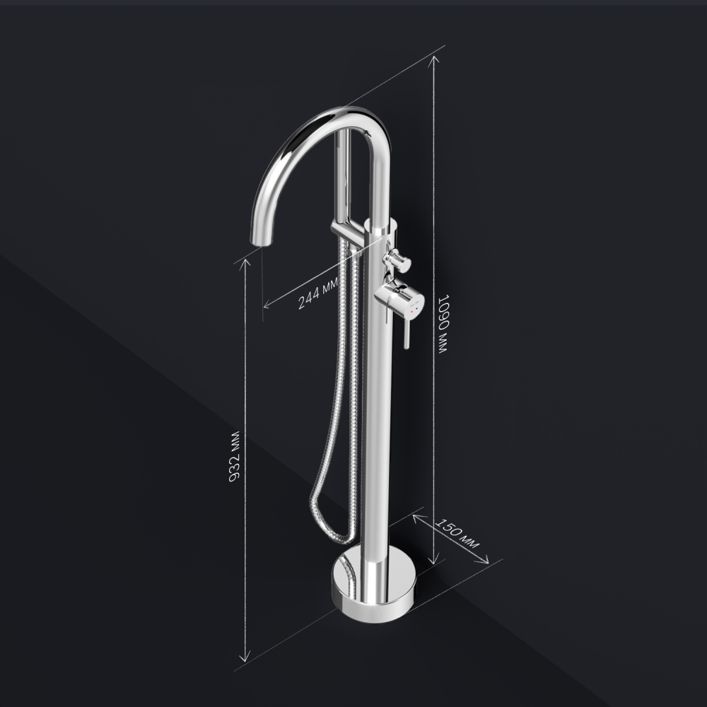 Смеситель для ванны и душа, отдельностоящий AM.PM Sense F7514100