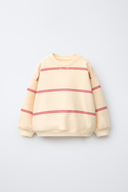 ZARA ТОЛСТОВКА В ПОЛОСКУ, БЕЛЫЙ/КРАСНЫЙ