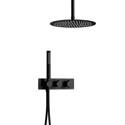 Душевая система WasserKraft A7488.151.160 с термостатом, черный Soft-touch