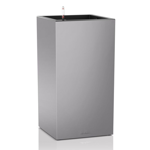 Кашпо Lechuza "Canto Premium Complete silver metallic" (пластик), 40x40xH76 см