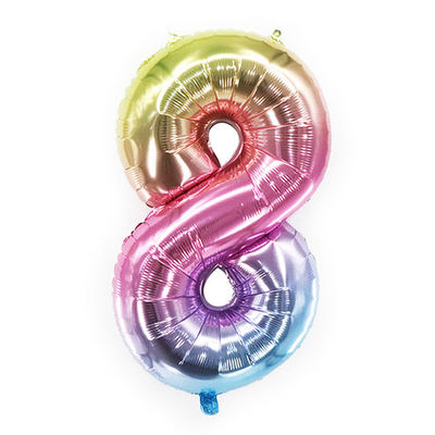 Шар фольга Цифра 8 Радужная 40"/102см с гелием