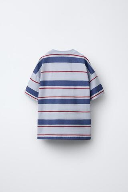 ZARA ФУТБОЛКА В ПОЛОСКУ С НАШИВКОЙ, РАЗНОЦВЕТНЫЙ