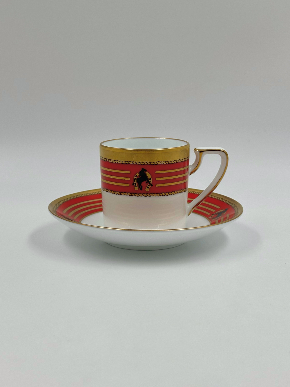 Кофейная пара Celine с красной каймой