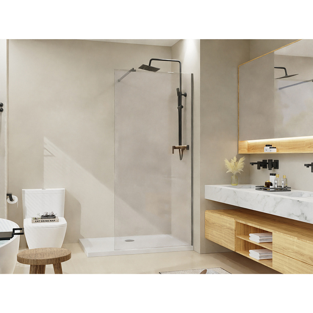 Душевая перегородка Azario Walk-in 1000х1950 прозрачное стекло 8 мм, профиль графит матовый (AZ-251-100-MGR-CL)