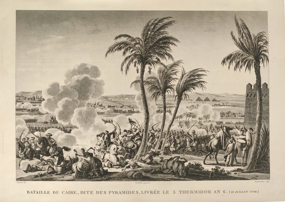 Битва в Каире (Битва при Пирамидах). Гравюра из альбома Военные кампании Франции. 1834