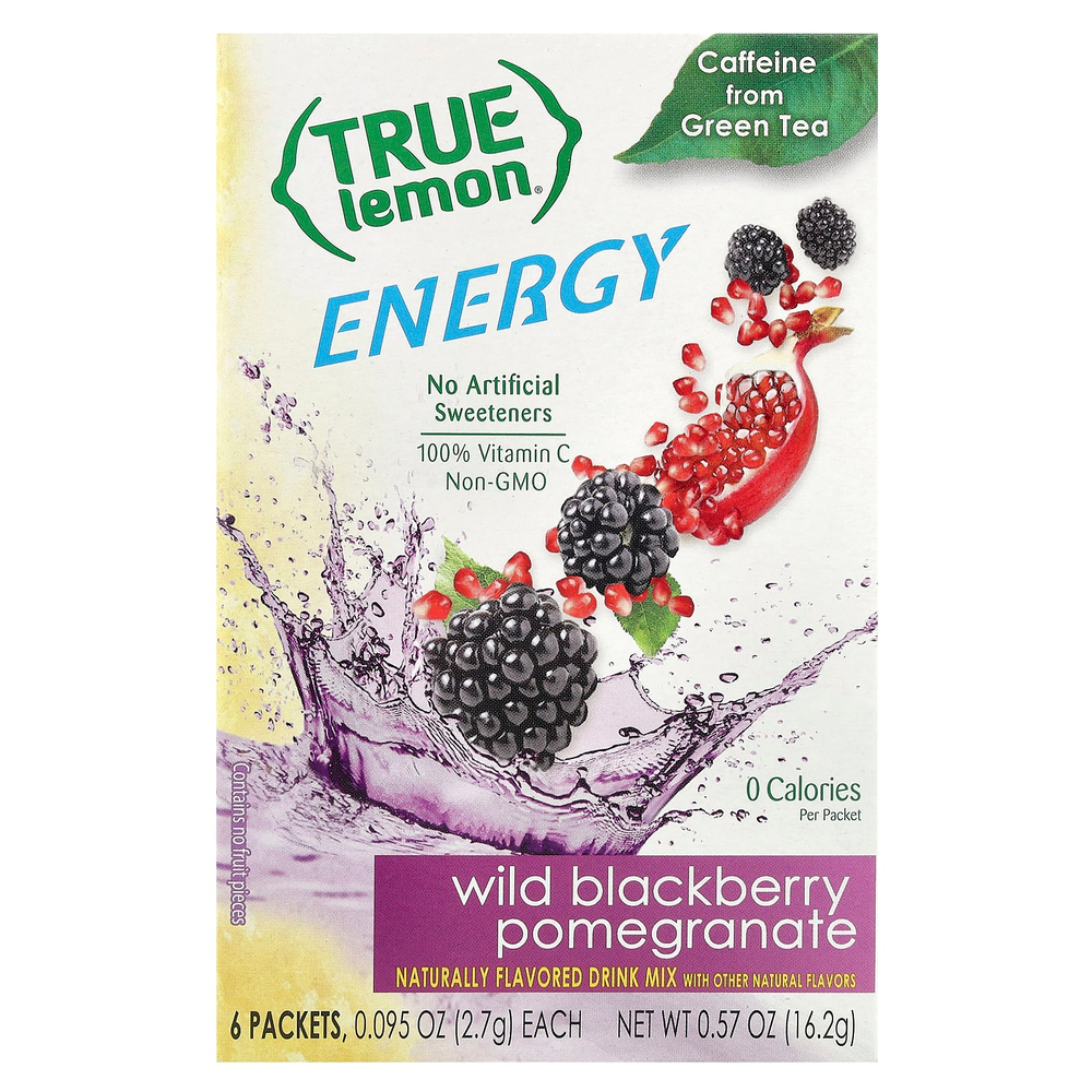 True Citrus, True Lemon, энергетический напиток, дикая ежевика и гранат, 6 пакетиков, 16,2 г