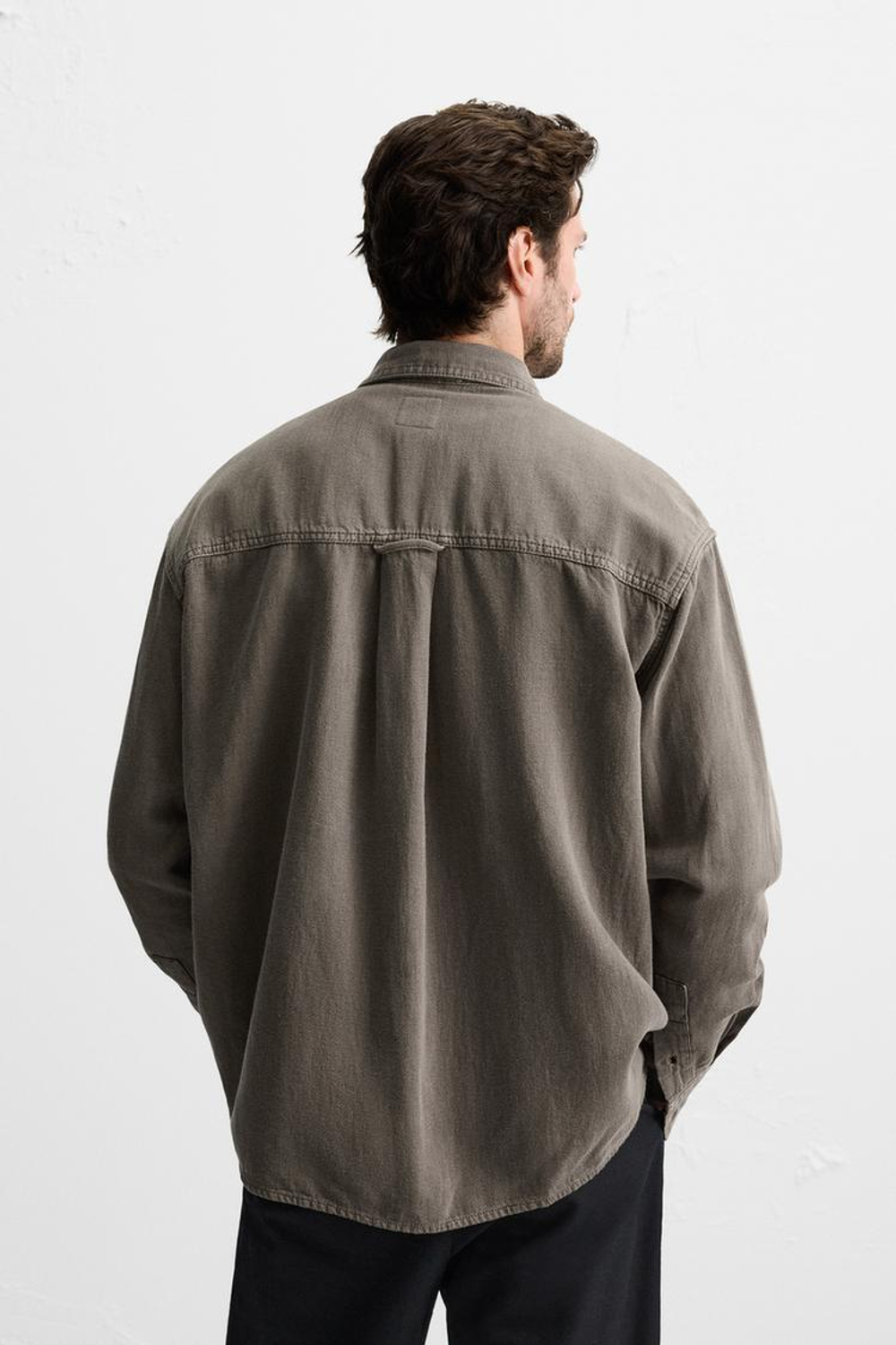 ZARА ДЖИНСОВАЯ РУБАШКА, ТЕМНО-СЕРЫЙ/КОРИЧНЕВЫЙ