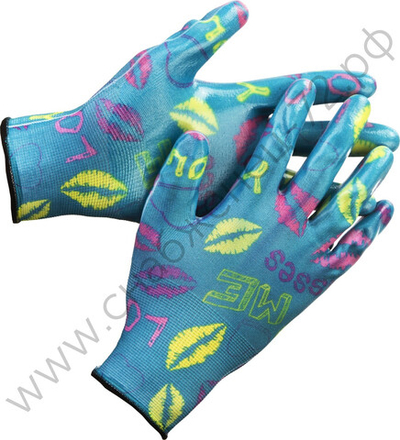 GRINDA прозрачное нитриловое покрытие, синие, размер S-M, садовые перчатки (11296-S)