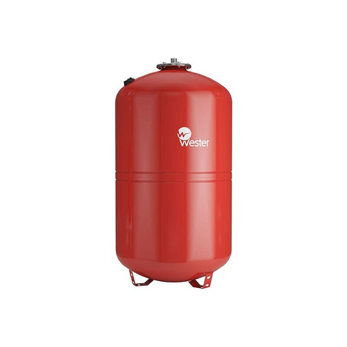 Бак расширительный для отопления WESTER WRV объём 150л, DN 25, PN 5, вертикальный, резьбовое-НР, G-1'', с опорами, красный, Россия