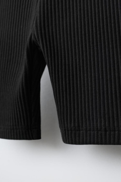 ZARA ВЕЛОСИПЕДКИ В РУБЧИК С РЕЛЬЕФНОЙ НАДПИСЬЮ, ЧЕРНЫЙ