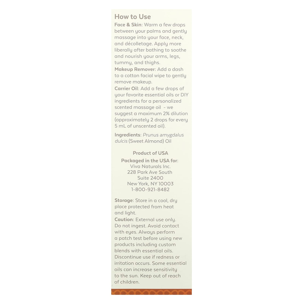 Viva Naturals, Масло сладкого миндаля, 473 мл (16 жидк. унц.)